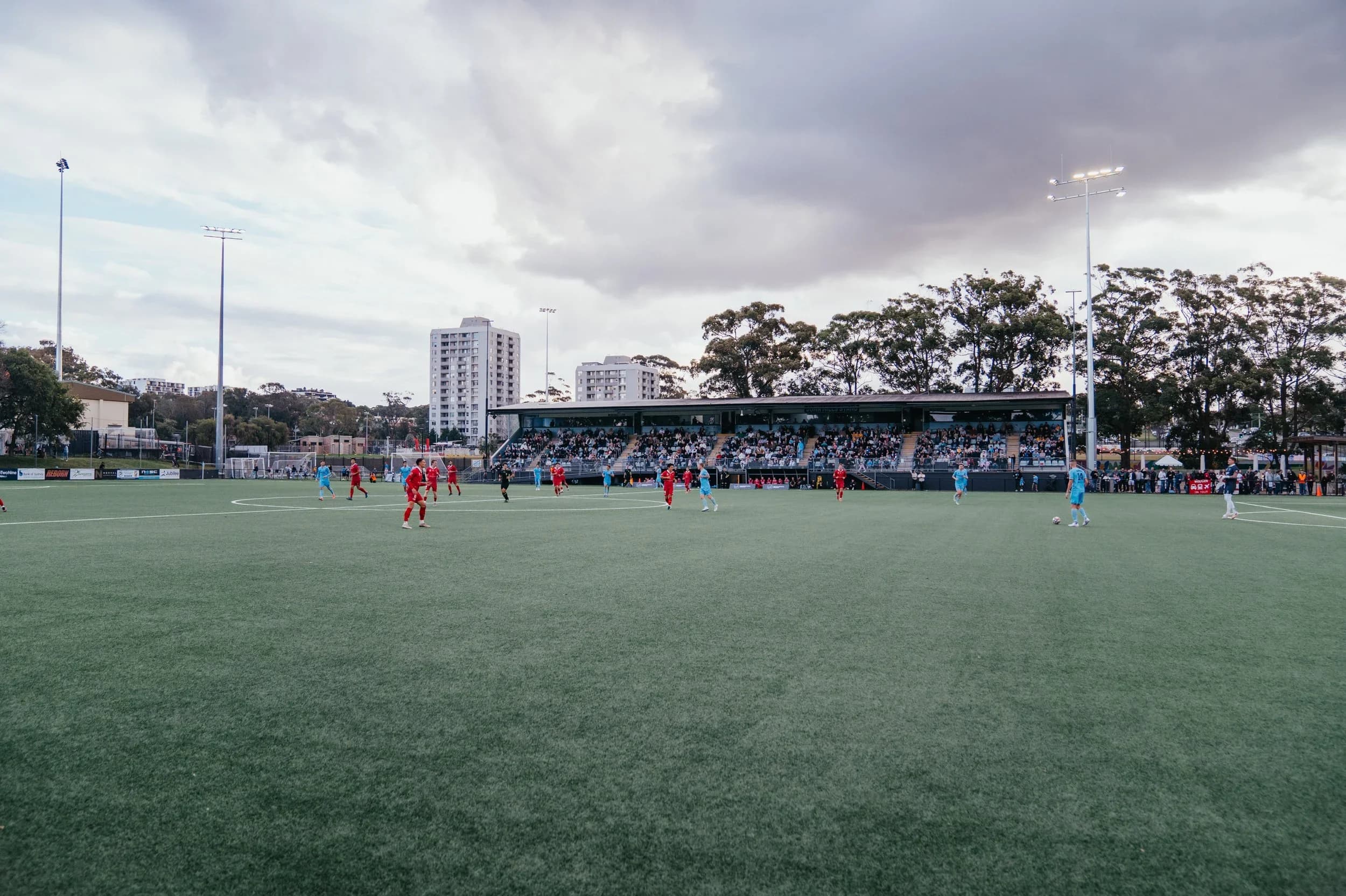 Seymour Shaw's pitch and grandstand with a match in progress