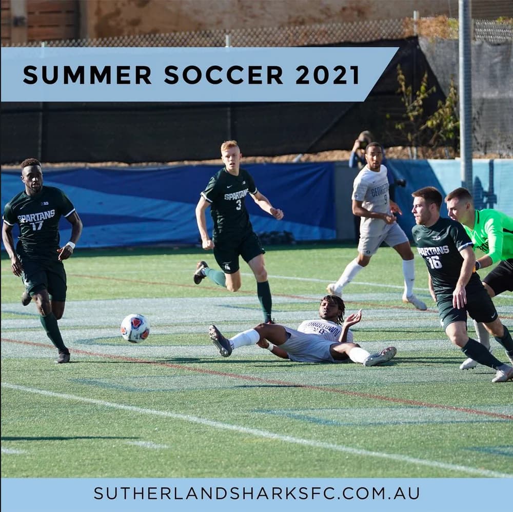 Summer Soccer 2021, with players in a match at Seymour Shaw