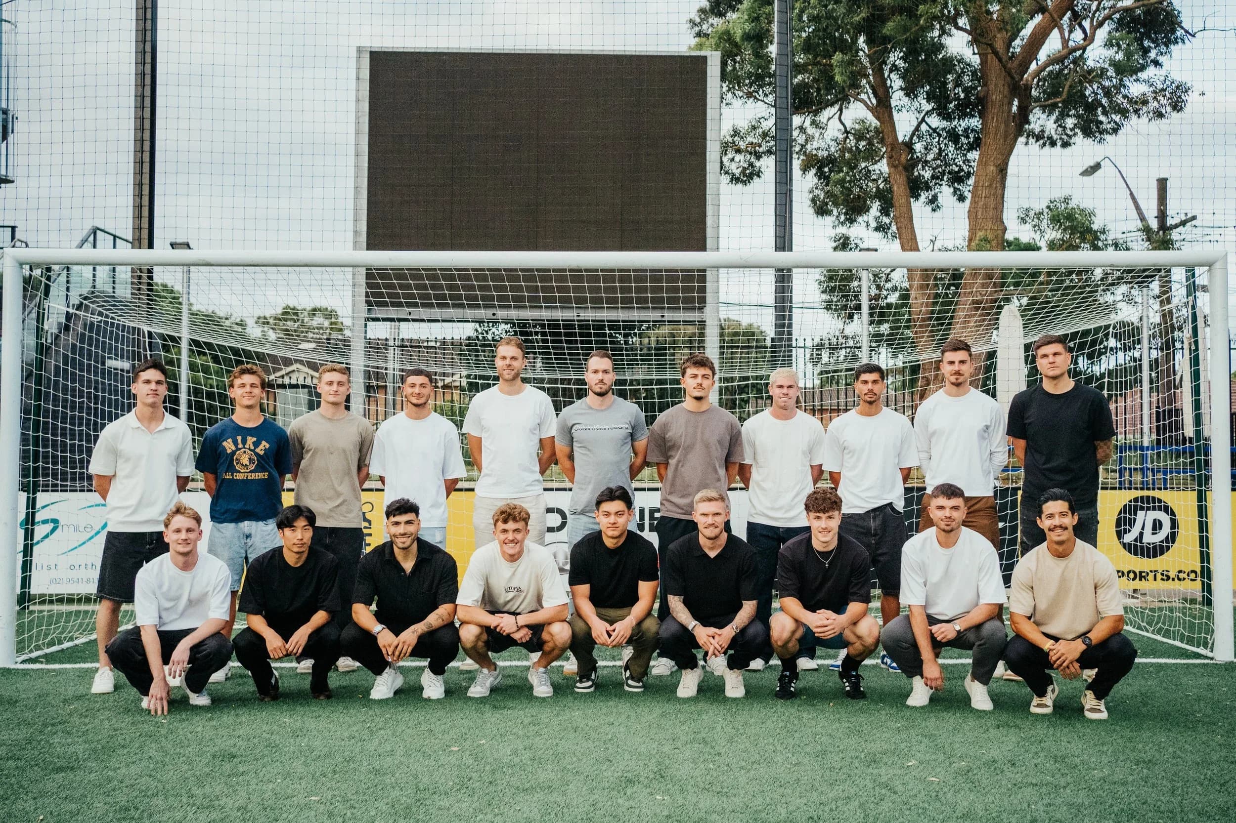 The 2026 First Grade squad in a team photo in front of the goal at Seymour Shaw